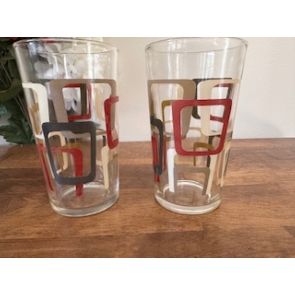 Retro Geometric 1960s‎ Drinking Glasses – Mid-Century Modern Pattern Tumblers